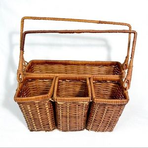 Vintage Rattan Utensil Holder/Organizer